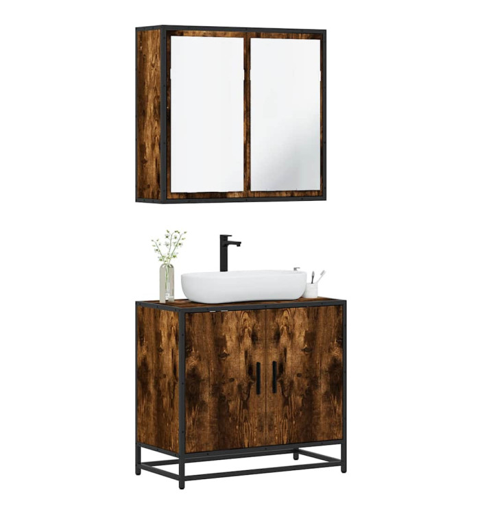 Ensemble de meubles de salle de bain 2 pcs Chêne fumé | Mobilier & Déco