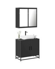 Ensemble de meubles salle de bain 2 pcs noir bois d'ingénierie | Mobilier & Déco