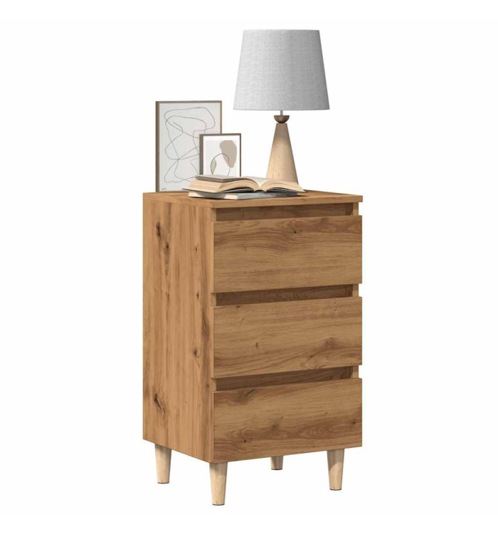 Table de chevet chêne artisanal 40x35x69 cm bois d’ingénierie | Mobilier & Déco