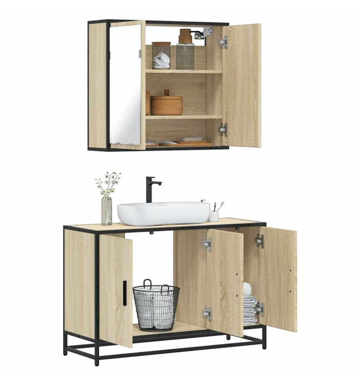 Ensemble de meubles de salle de bain 2 pcs chêne sonoma | Mobilier & Déco