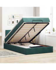 Cadre de lit ottoman avec matelas vert foncé 120x200 cm velours | Mobilier & Déco