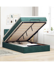 Cadre de lit ottoman avec matelas vert foncé 120x200 cm velours | Mobilier & Déco