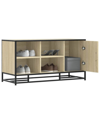 Banc à chaussures chêne sonoma bois d'ingénierie et métal | Mobilier & Déco