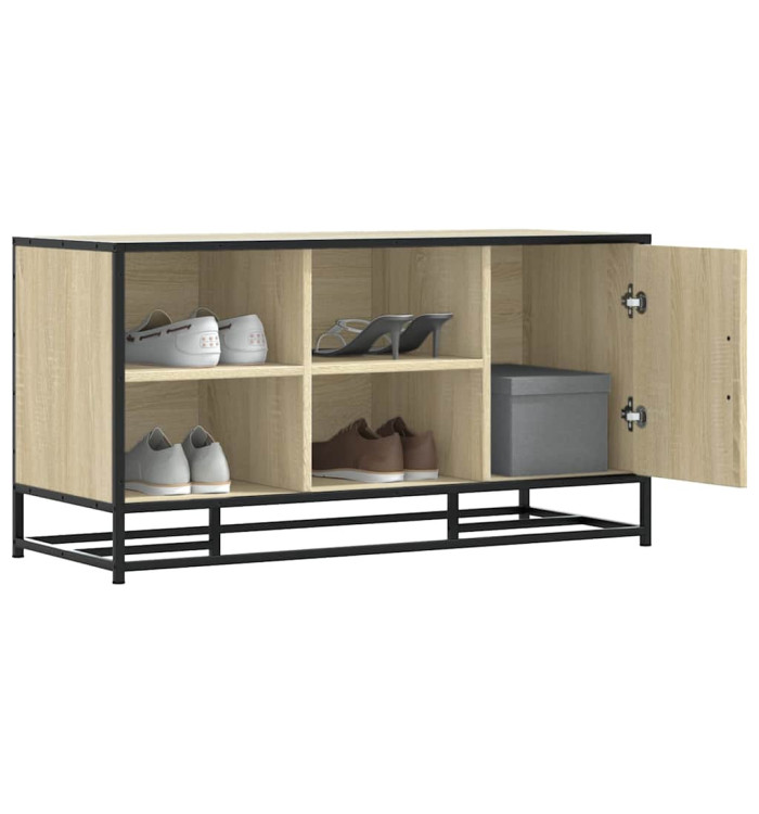 Banc à chaussures chêne sonoma bois d'ingénierie et métal | Mobilier & Déco