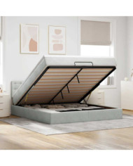  Cadre de lit ottoman avec matelas gris clair 180x200 cm velours | Mobilier & Déco