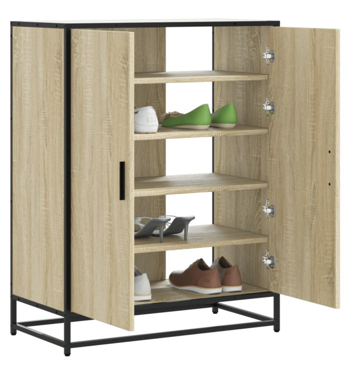 Armoire à chaussures chêne sonoma bois d'ingénierie et métal | Mobilier & Déco