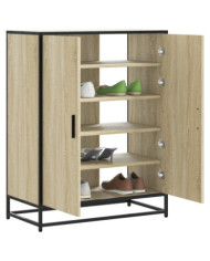Armoire à chaussures chêne sonoma bois d'ingénierie et métal | Mobilier & Déco