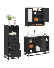 Ensemble de meubles salle de bain 3 pcs noir bois d'ingénierie | Mobilier & Déco