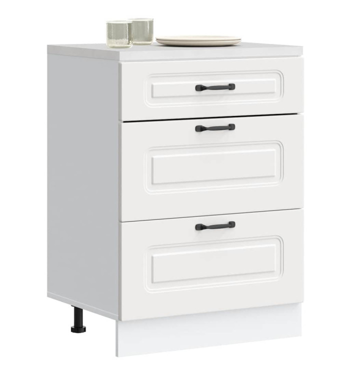 Armoire de cuisine Kalmar blanc bois d'ingénierie | Mobilier & Déco
