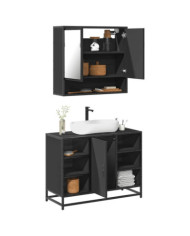 Ensemble de meubles salle de bain 2 pcs noir bois d'ingénierie | Mobilier & Déco