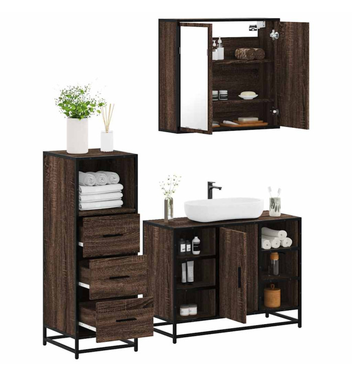Ensemble de meubles de salle de bain 3 pcs Chêne marron | Mobilier & Déco