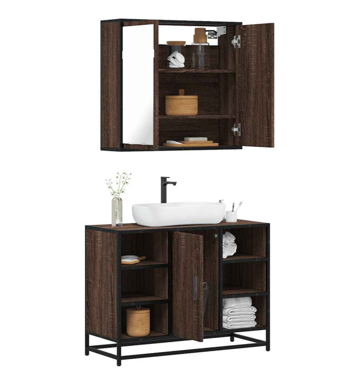Ensemble de meubles de salle de bain 2 pcs Chêne marron | Mobilier & Déco