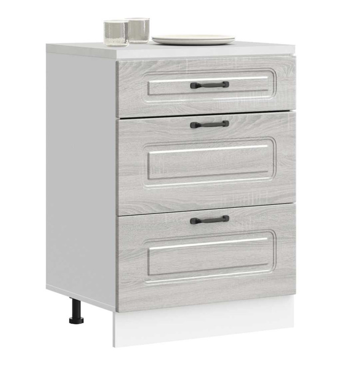 Armoire de cuisine Kalmar sonoma gris bois d'ingénierie | Mobilier & Déco