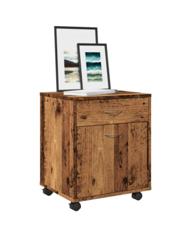 Armoire à roulettes vieux bois 45x38x54 cm bois d'ingénierie | Mobilier & Déco