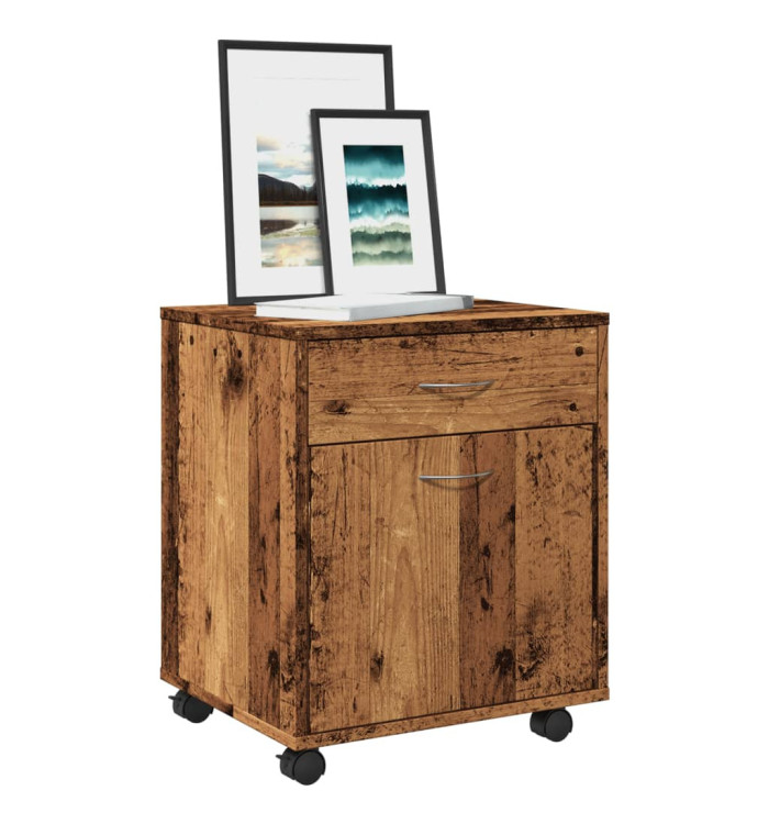 Armoire à roulettes vieux bois 45x38x54 cm bois d'ingénierie | Mobilier & Déco