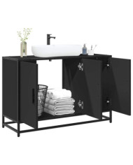 Armoire de lavabo de salle de bain noir 90x33x60 cm | Mobilier & Déco