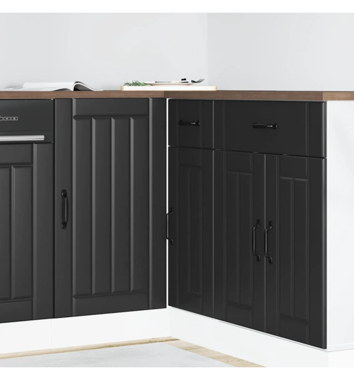 Meuble de base de lavabo Lucca noir bois d'ingénierie | Mobilier & Déco