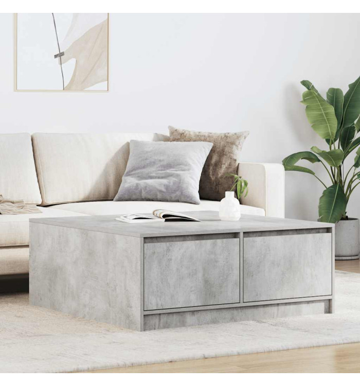 Table basse avec tiroirs gris béton 100x100x40 cm | Mobilier & Déco