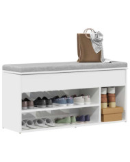 Banc à chaussures blanc brillant 102x30,5x45 cm bois ingénierie | Mobilier & Déco