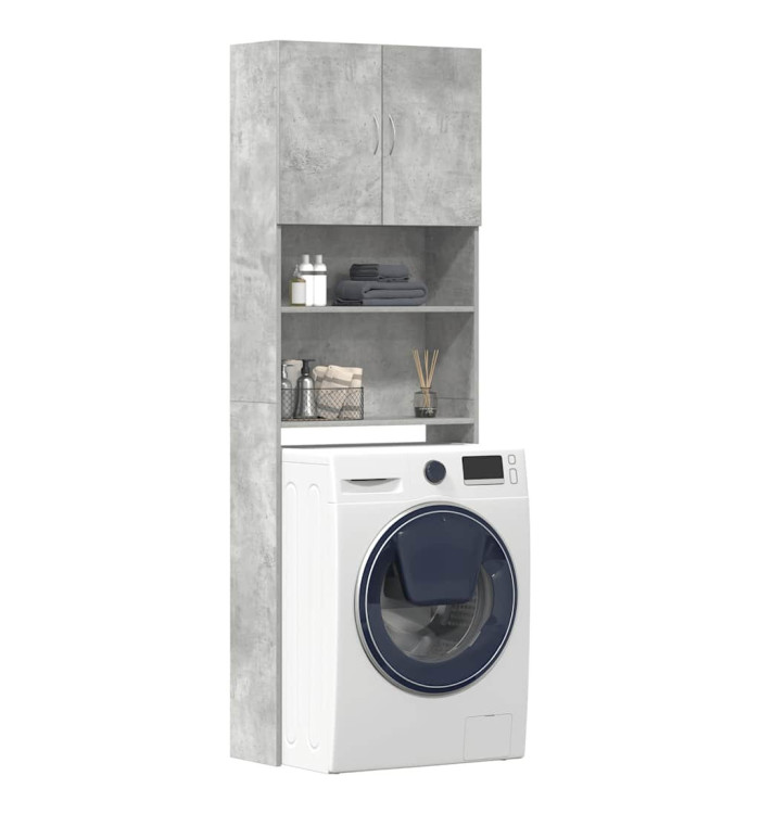 Meuble de machine à laver gris béton bois d'ingénierie | Mobilier & Déco