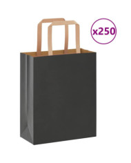 Sacs en papier 250 pcs avec poignées noir 18x8x22 cm | Mobilier & Déco