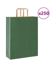 Sacs en papier 250 pcs avec poignées vert 32x12x42 cm | Mobilier & Déco