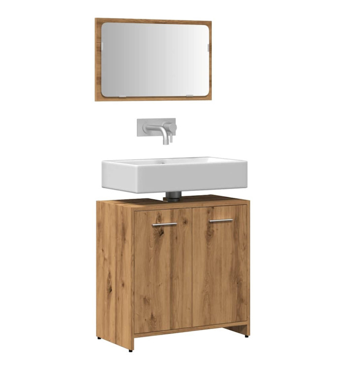 Armoire de salle de bain avec miroir chêne artisanal | Mobilier & Déco