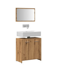 Armoire de salle de bain avec miroir chêne artisanal | Mobilier & Déco
