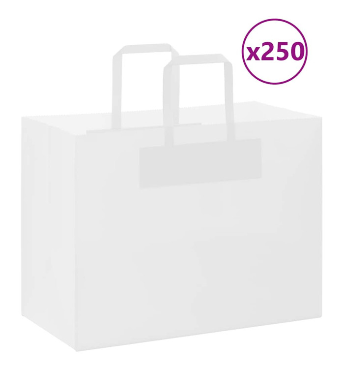 Sacs en papier 250 pcs avec poignées blanc 32x17x25 cm | Mobilier & Déco