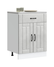 Armoire de cuisine Lucca gris béton bois ingénierie | Mobilier & Déco