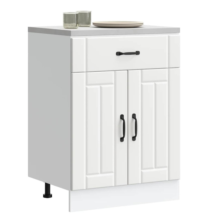 Armoire de cuisine Lucca blanc bois d'ingénierie | Mobilier & Déco