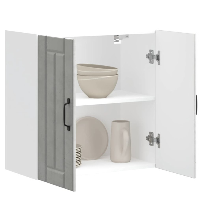 Armoire murale de cuisine Lucca gris béton bois ingénierie | Mobilier & Déco