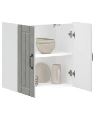 Armoire murale de cuisine Lucca gris béton bois ingénierie | Mobilier & Déco