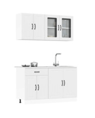Ensemble d'armoires cuisine 4pcs Kalmar blanc bois d'ingénierie | Mobilier & Déco
