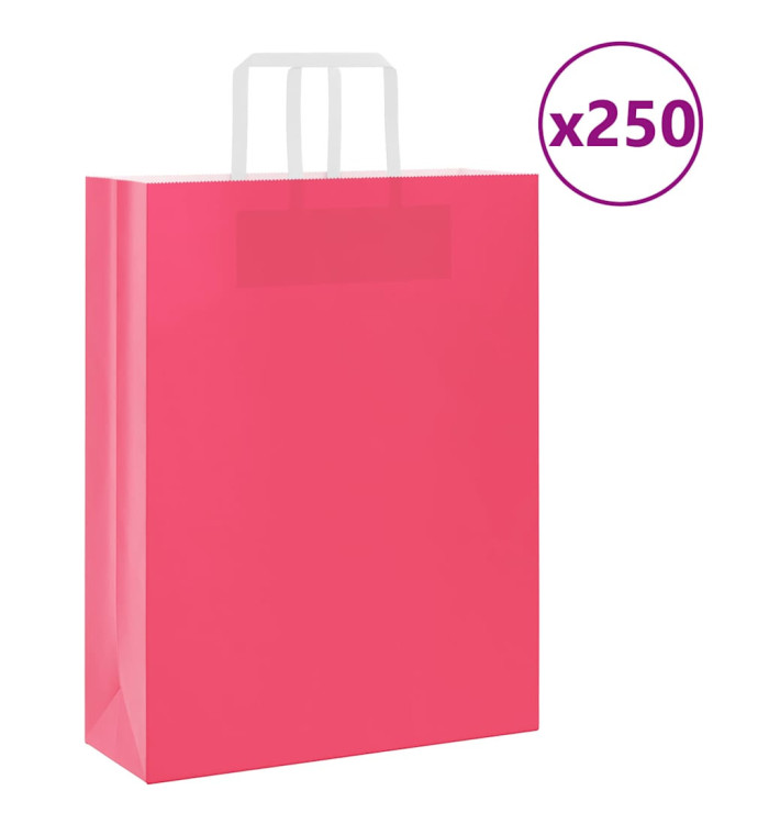 Sacs en papier 250 pcs avec poignées rose 32x12x42 cm | Mobilier & Déco