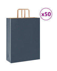 Sacs en papier 50 pcs avec poignées bleu 32x12x42 cm | Mobilier & Déco