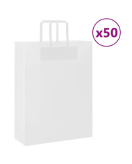 Sacs en papier 50 pcs avec poignées blanc 32x12x42 cm | Mobilier & Déco