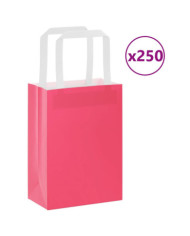 Sacs en papier 250 pcs avec poignées rose 15x8x21 cm | Mobilier & Déco