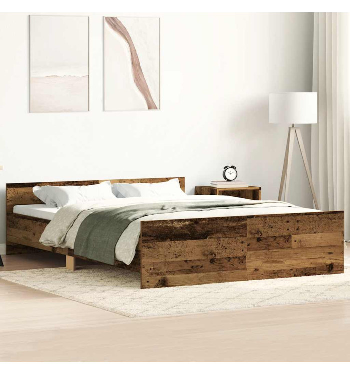 Cadre de lit sans matelas vieux bois 140x190 cm bois ingénierie | Mobilier & Déco