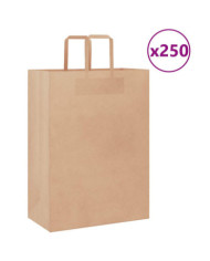 Sacs en papier 250 pcs avec poignées marron 32x17x44 cm | Mobilier & Déco