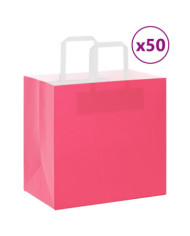 Sacs en papier 50 pcs avec poignées rose 26x17x25 cm | Mobilier & Déco