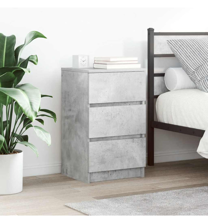 Table de chevet avec 3 tiroirs gris béton 39x35x65 cm | Mobilier & Déco