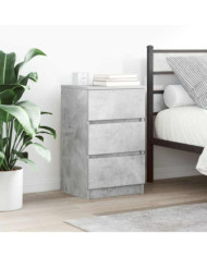 Table de chevet avec 3 tiroirs gris béton 39x35x65 cm | Mobilier & Déco
