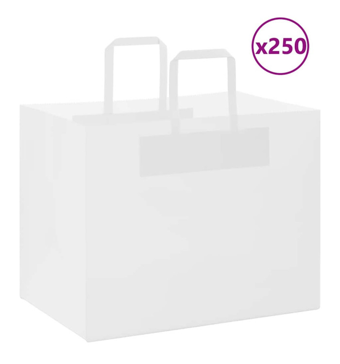 Sacs en papier 250 pcs avec poignées blanc 32x22x24 cm | Mobilier & Déco