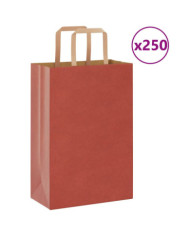 Sacs en papier 250 pcs avec poignées rouge 21x11x31 cm | Mobilier & Déco