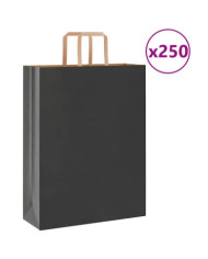 Sacs en papier 250 pcs avec poignées noir 32x12x42 cm | Mobilier & Déco
