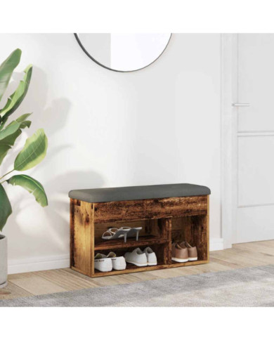 Banc à chaussures vieux bois 82x32x45,5 cm bois d'ingénierie | Mobilier & Déco