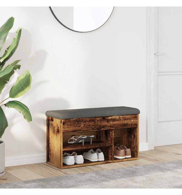 Banc à chaussures vieux bois 82x32x45,5 cm bois d'ingénierie | Mobilier & Déco