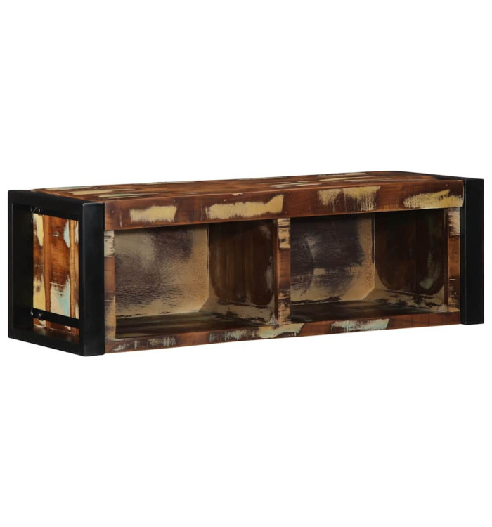 Meuble TV multicolore 80x30x25 cm bois de récupération solide | Mobilier & Déco