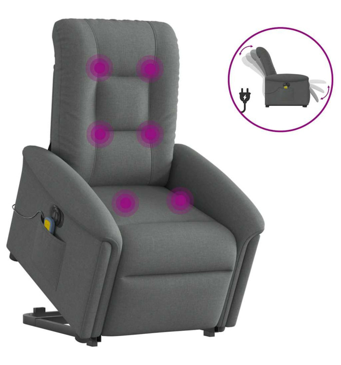 Fauteuil inclinable de massage électrique Gris foncé Tissu | Mobilier & Déco